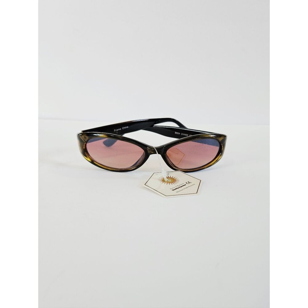Vintage Deadstock NWT Tortoise Shell Slim Frame Oval Cat Eye Lucite Sunglasses